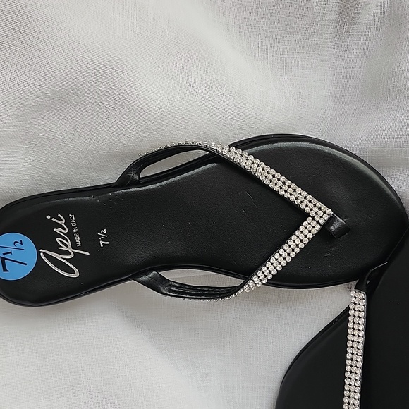 Apri Made in Italy New W/O Tags Black and Rhinestone Sandals 7.5, $25 - Picture 4 of 9